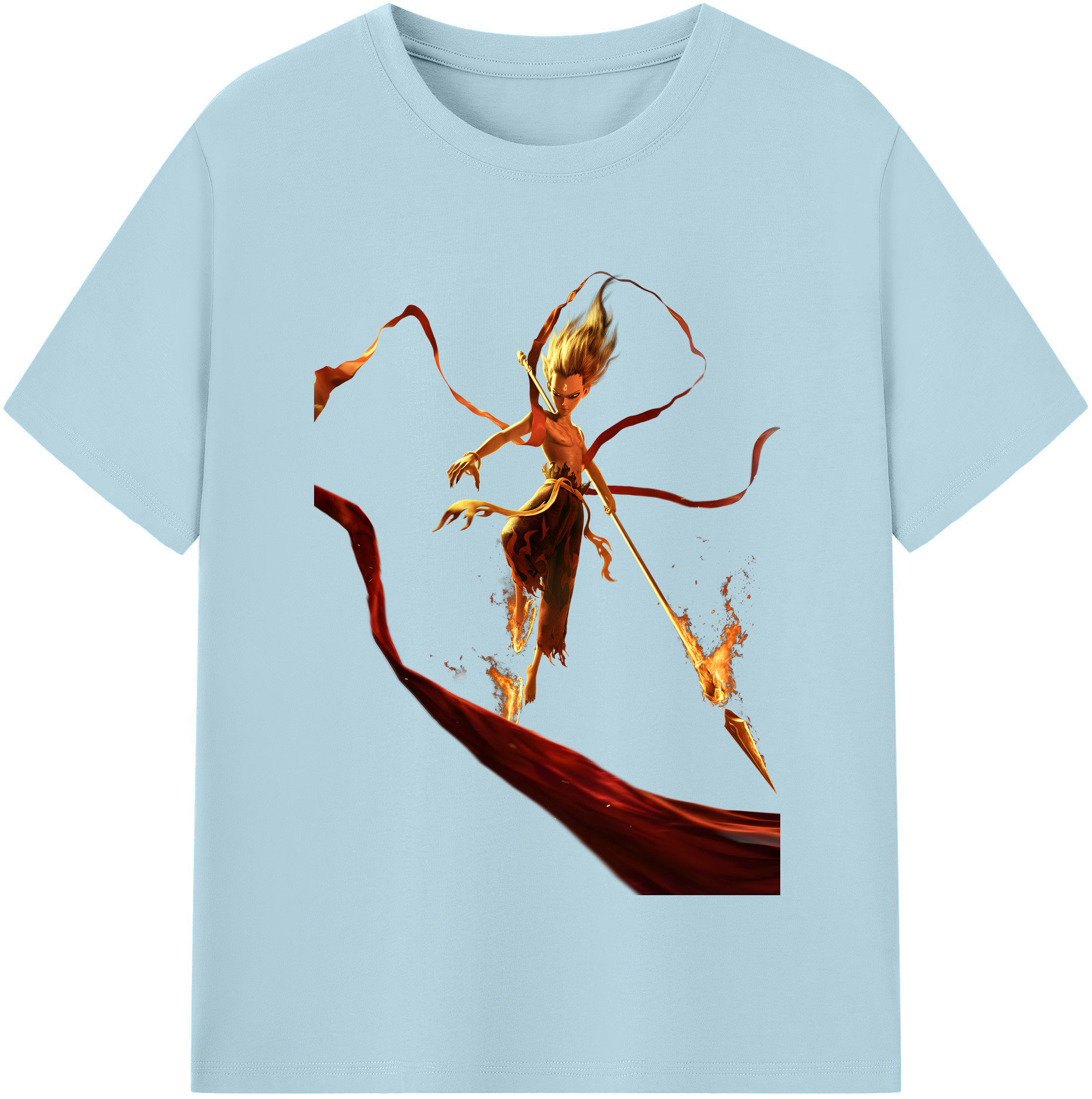 （画像用） Ne Zha 2 ナタ 魔童の大暴れ 綿100％半袖Tシャツ（フロントプリント）